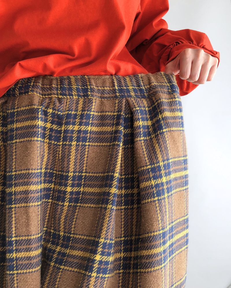 Warm Cotton Check Pants in Brown