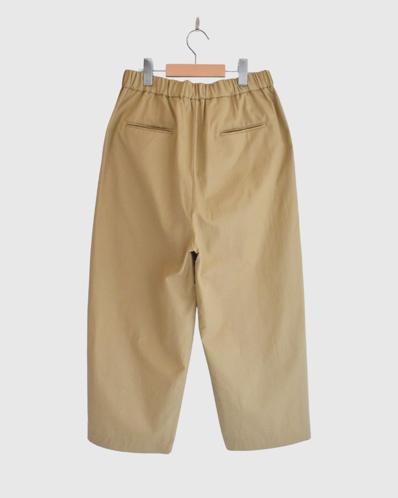 COTTON/LINEN DYED WEATHER 2TUCK TAPERED EASY PANTS in Beige