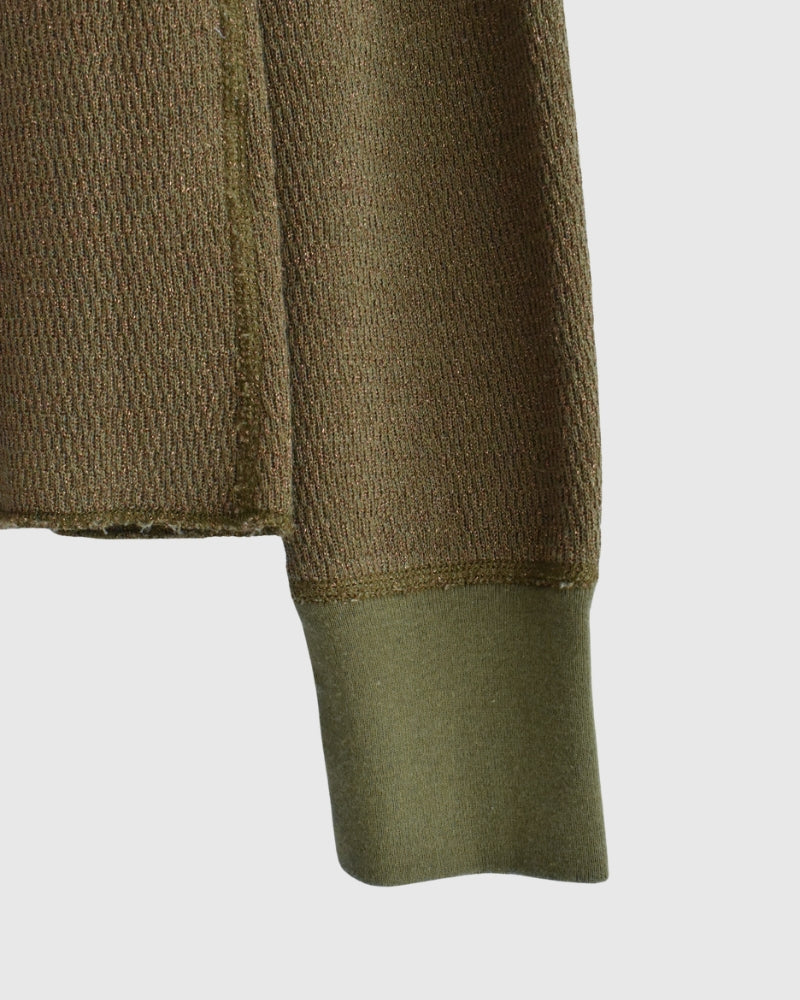 Lame Thermal Remake Cardigan in Khaki