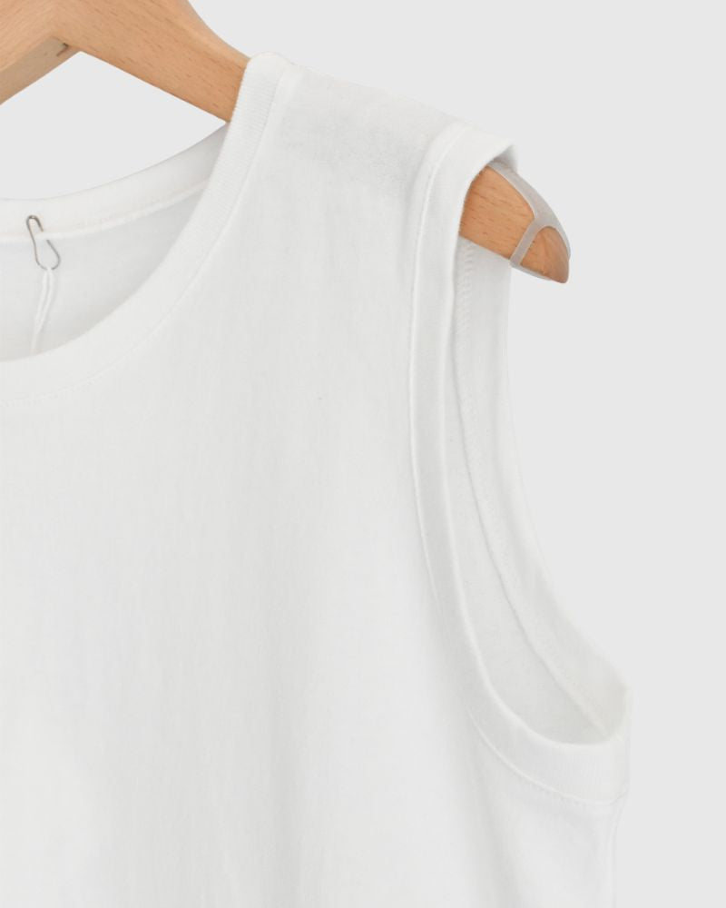 Sleeveless Drawstring T-shirt White