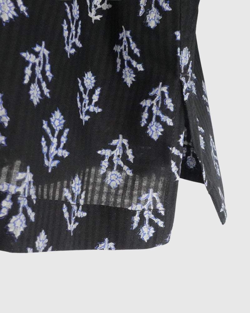 FRILL COLLAR SHIRT WITH MINI PINTUCK in Black