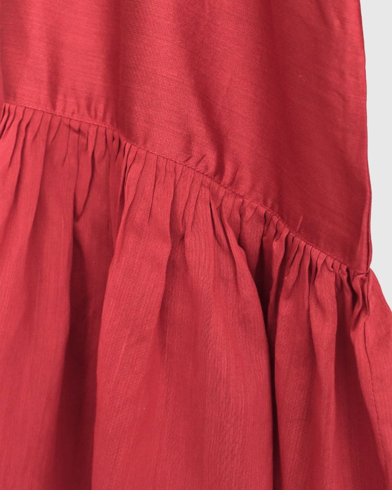 RAHASTHAN TUCK GATHERED PULLOVER in Red