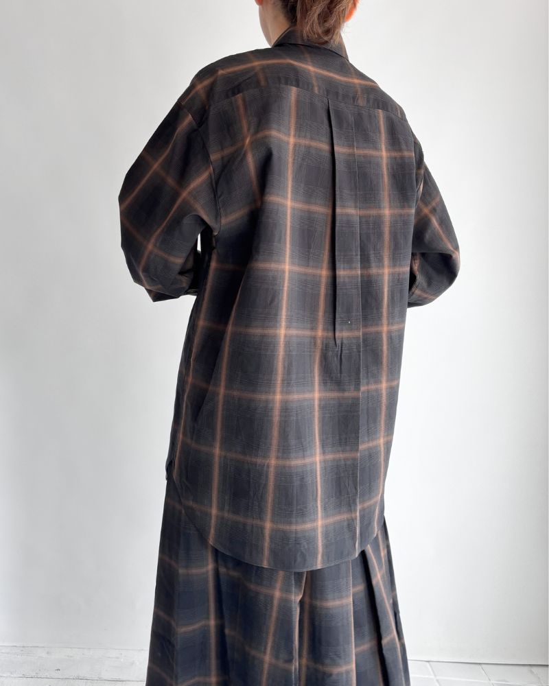 DORIS-W Frill Blouse in BrownCheck