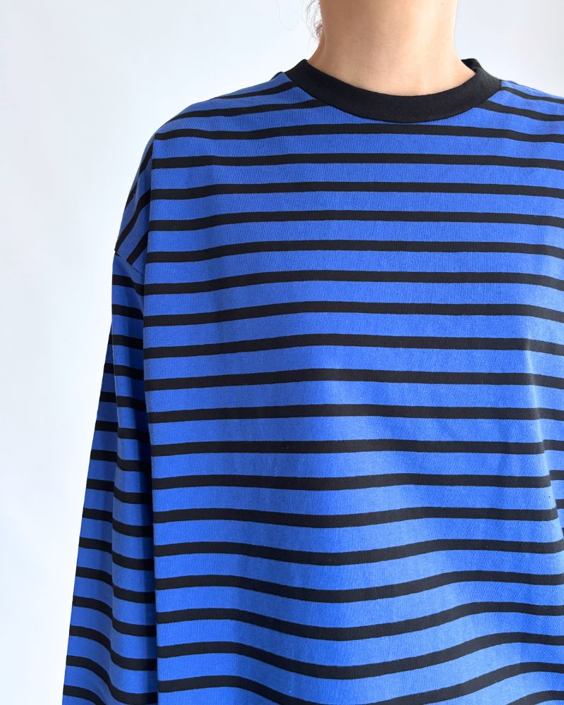 Taco Cotton Striped Long Sleeve T-Shirt Royal in Navy/Black