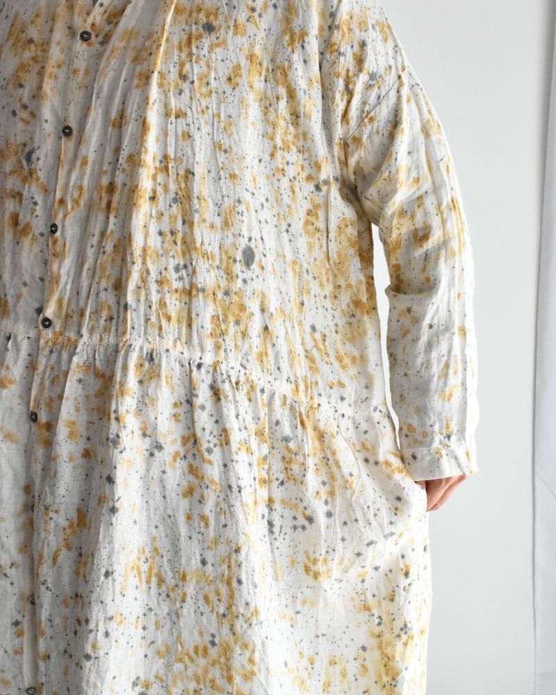 CATECHU×SHIBUKI×SUMI LINEN HAND DYE DRESS in SumiMarble