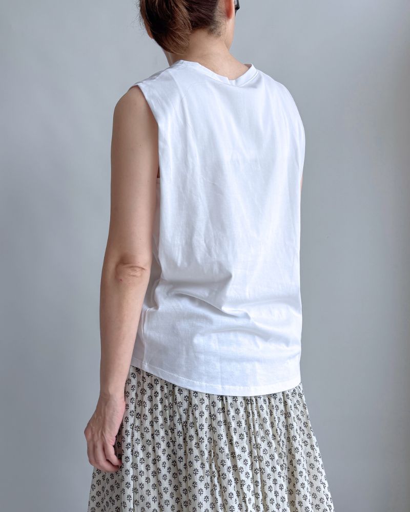Shoulder Tuck Tank Top in White
