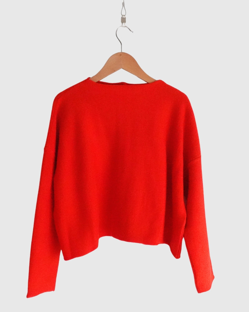 Bottleneck Boiled Wool Knit in Red