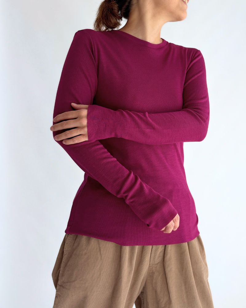 Crew neck slim fit (wool) in CherryPurple