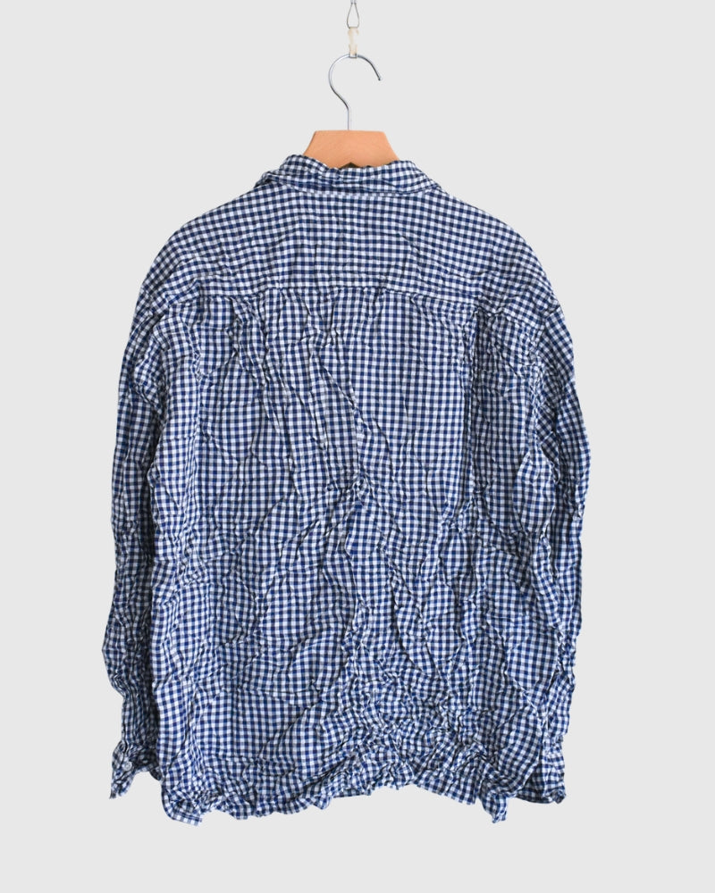 Regular Collar Long Sleeve Shirt in BlueGingham