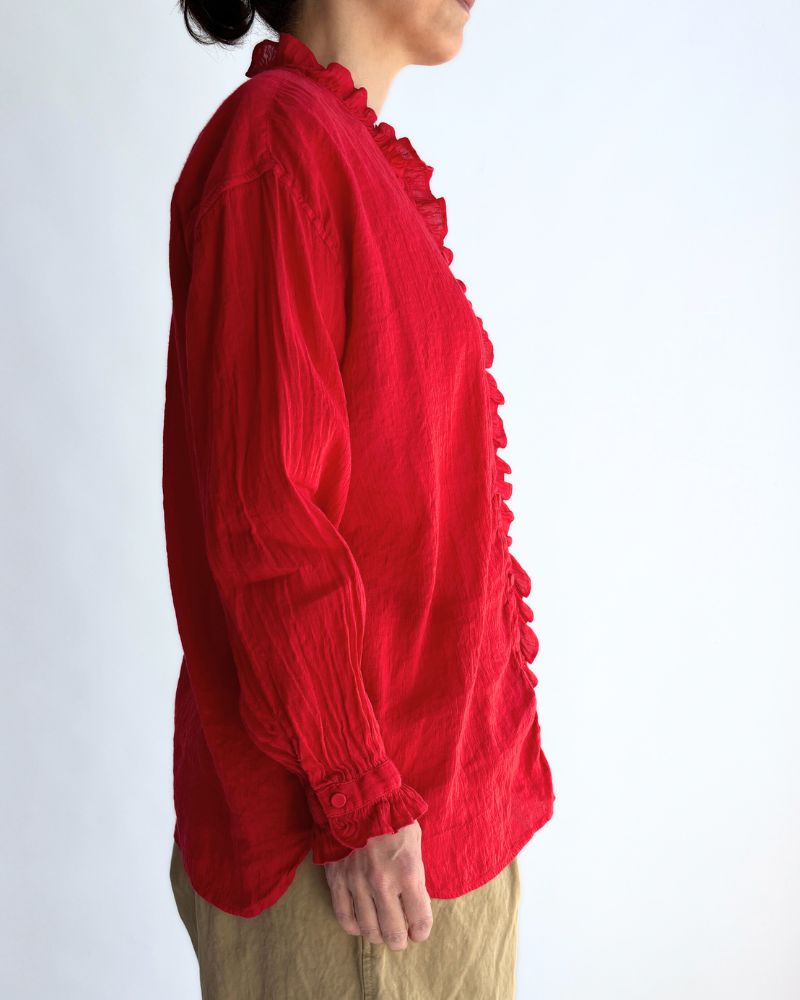 FRILL COLLAR SHIRTS in DeepRed