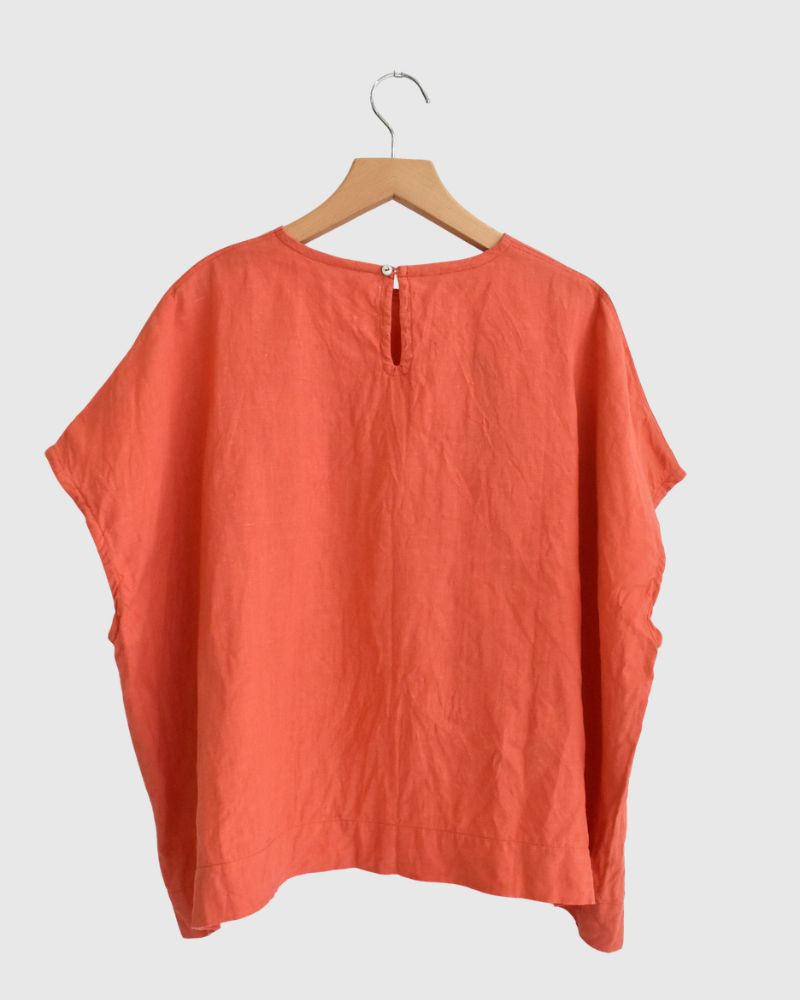 French Linen Pullover in Orange