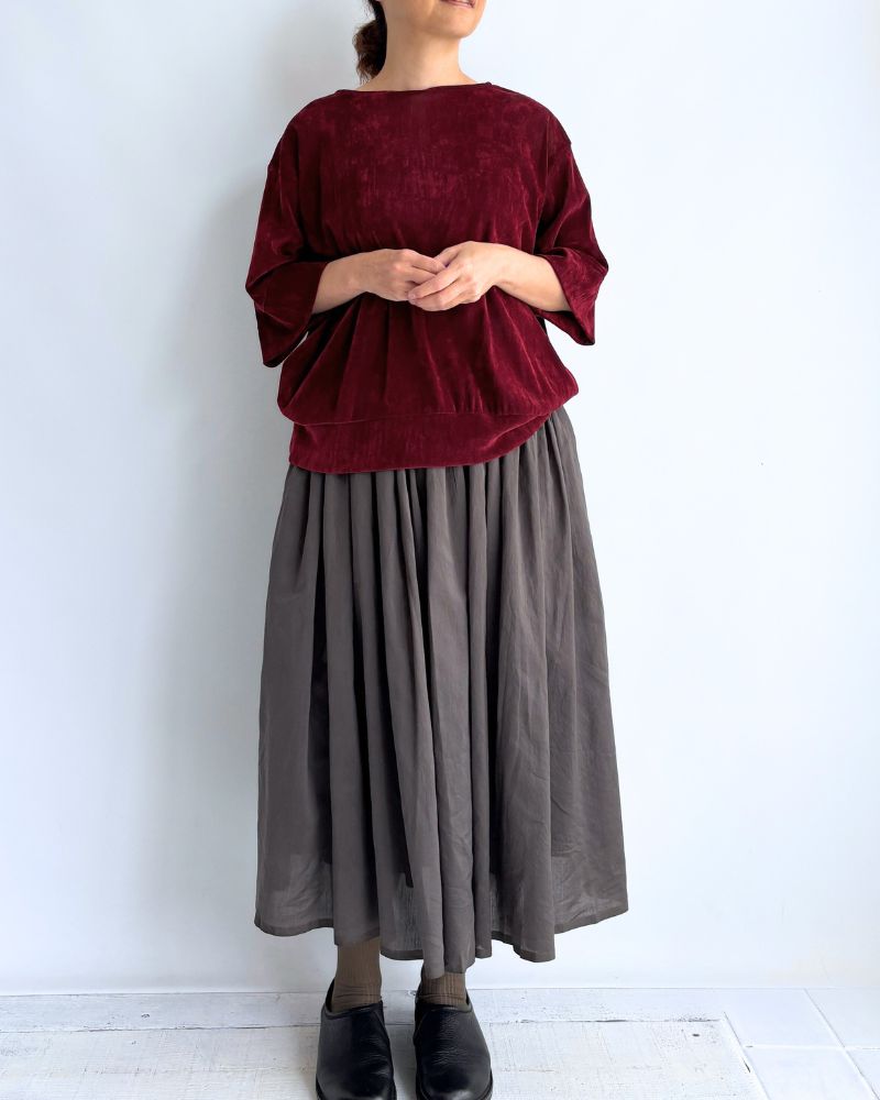 RAJASTHAN TUCK GATHERED SKIRT WITH LINING in Gray