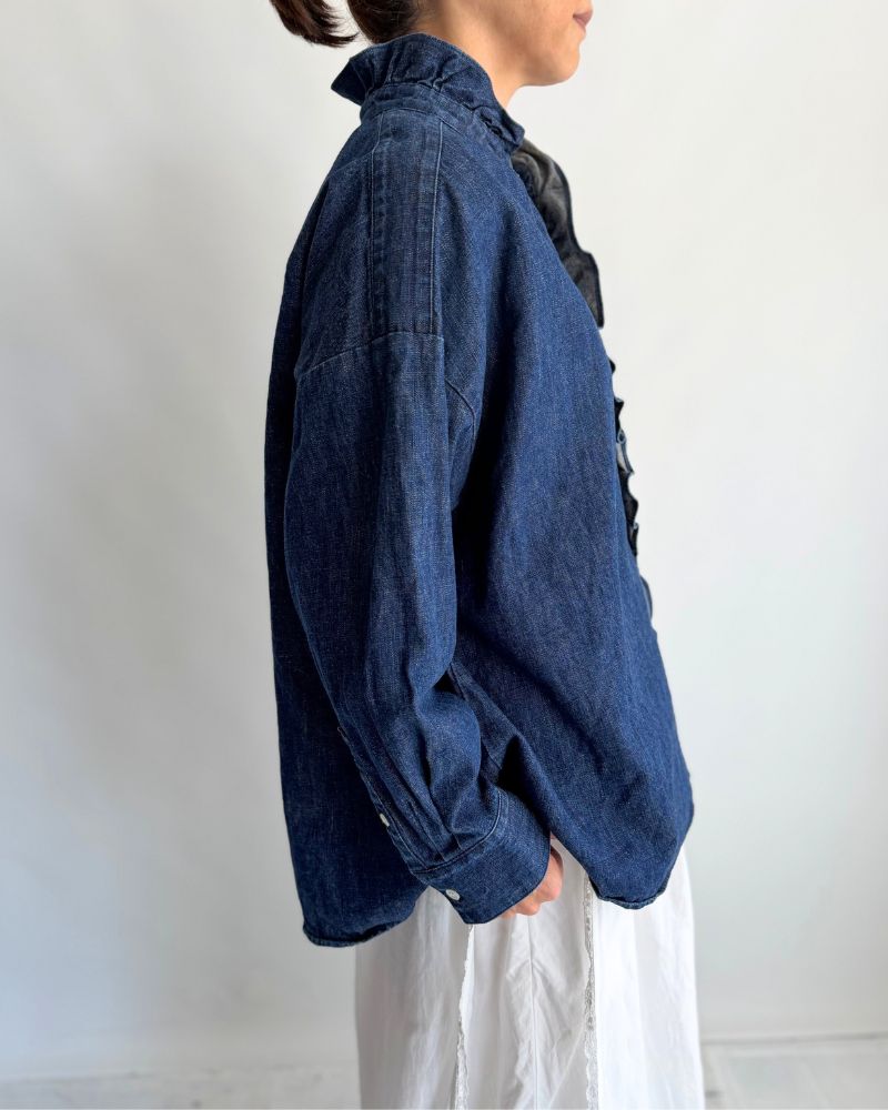 [Pre-order] F/W LA518 Ordinary Denim Frill Blouse (Late Sep - Early Oct)