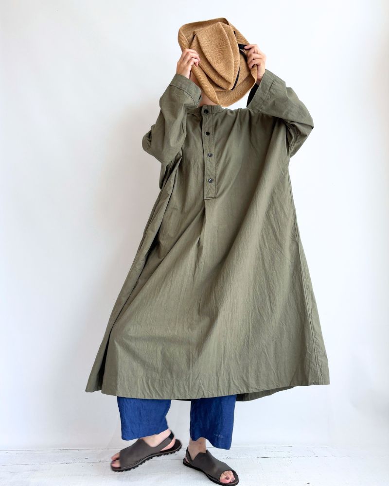 Henley Neck Dress in Khaki