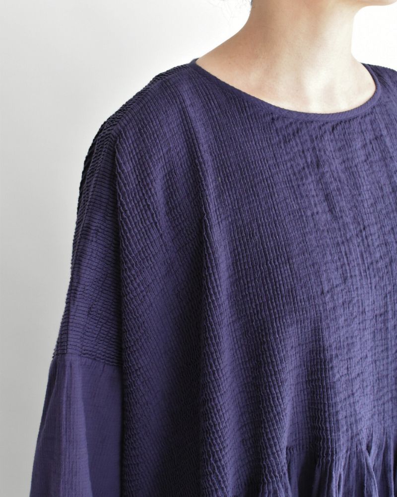 MINI PINTUCK PULLOVER DRESS in Purple