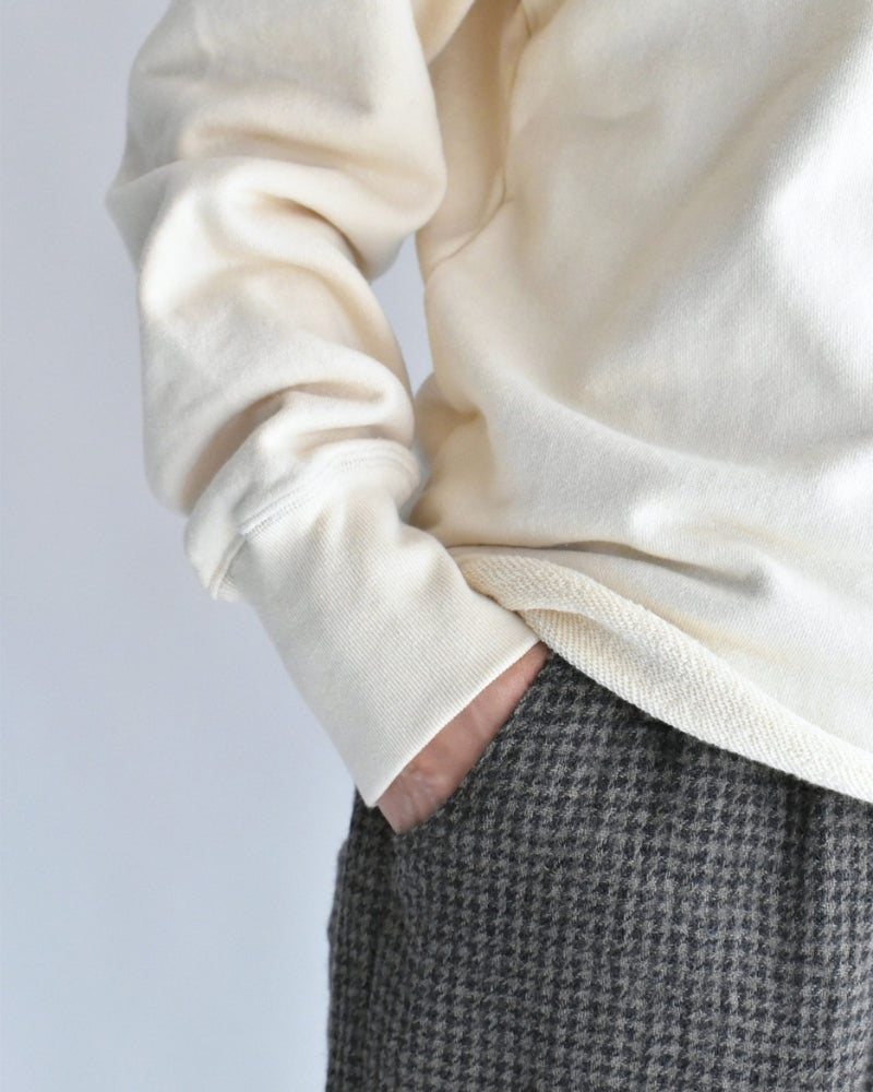 Recycle/Organic Henley Neck Sweatshirt in Ivory