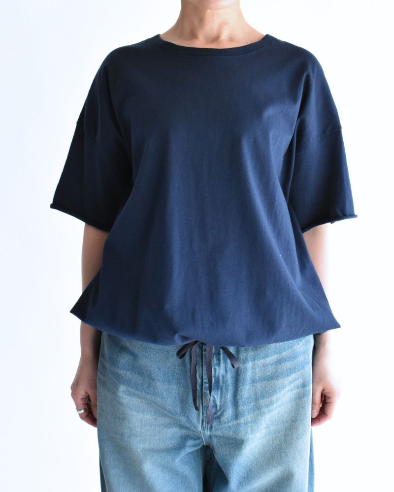 Half-Sleeve Drawstring T-shirt in Navy