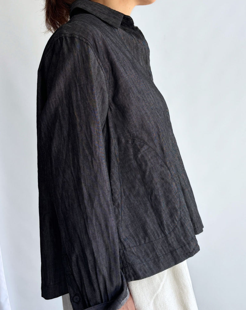 A‐LINE SHORT SHIRT (DENIM) in Black