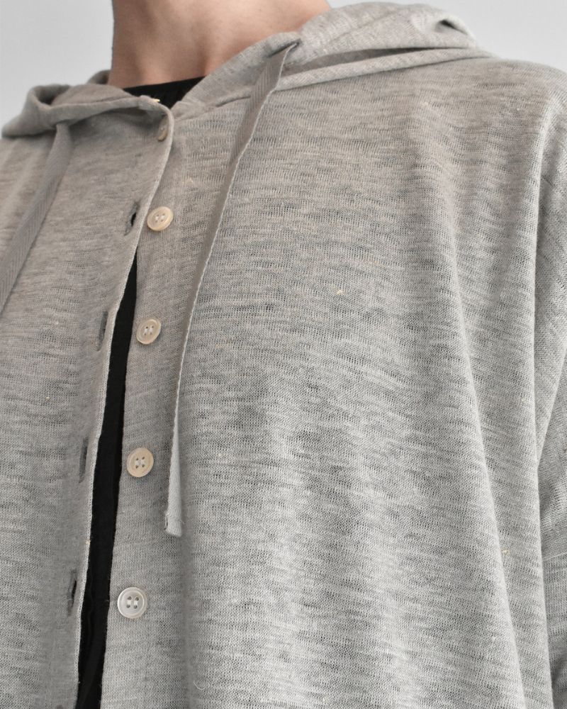 Linen Hooded Cardigan in Natural