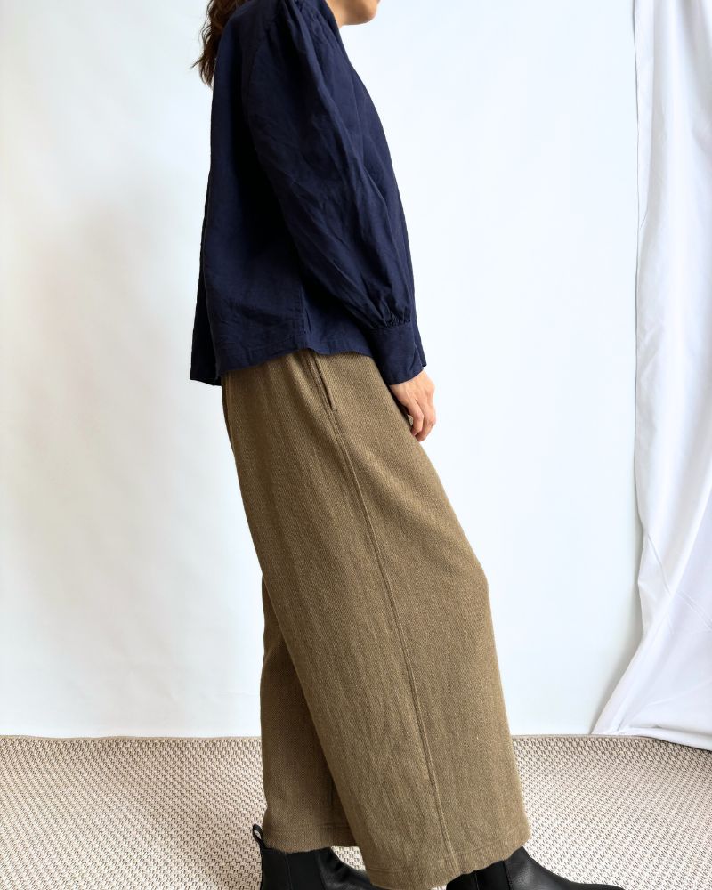 MERINO WOOL ORIHIMEDAKI PANTS in Beige