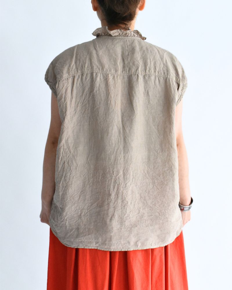 French/SL Frill Collar Shirt in AshBeige