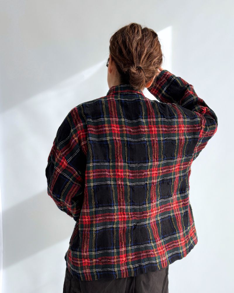 Cotton wool tartan jacket in Black