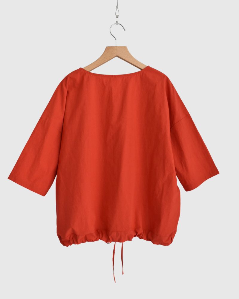 Drawstring Pullover in Orange