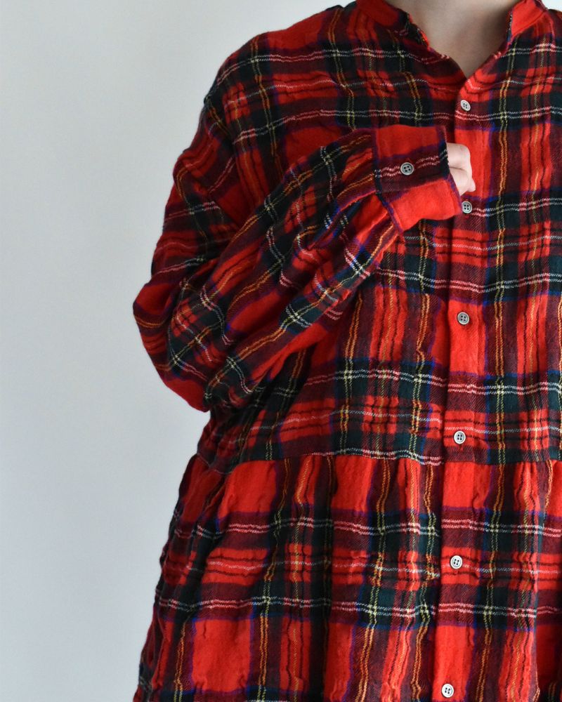 Cotton Wool Tartan Check Dress in Red