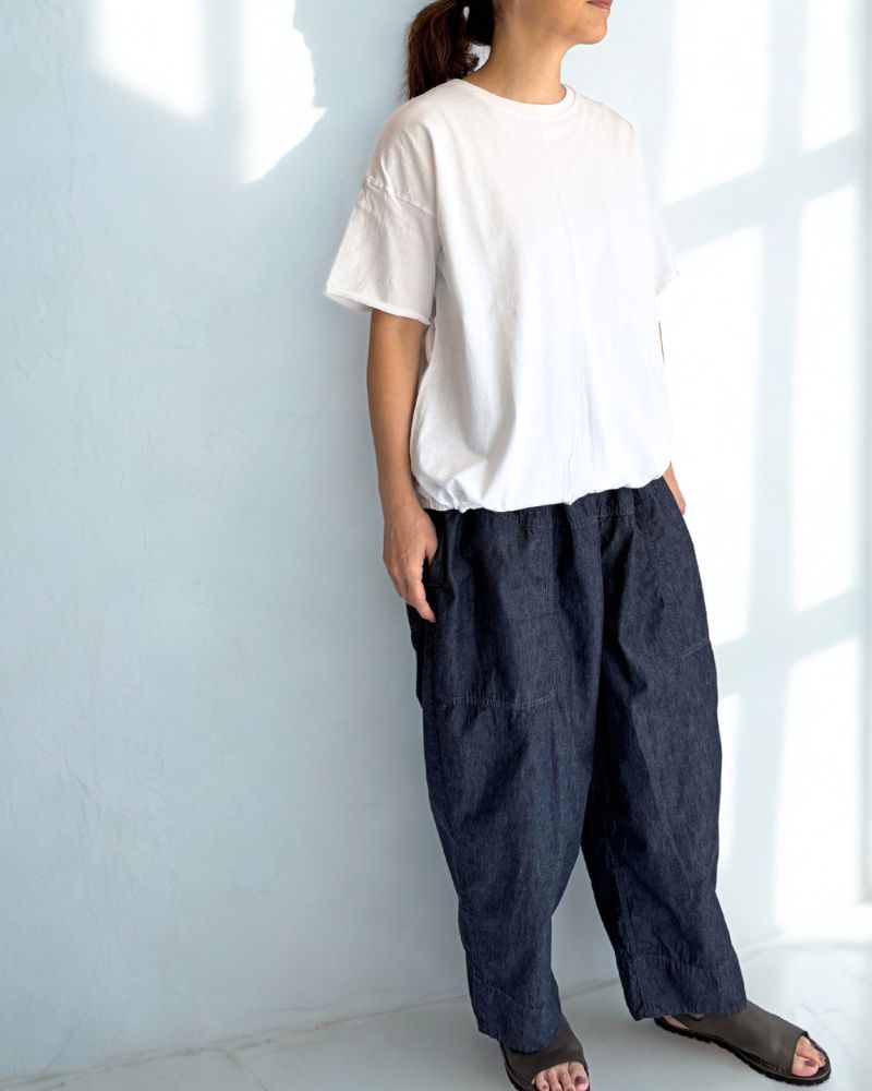 Cutoff Drawstring Tee in White