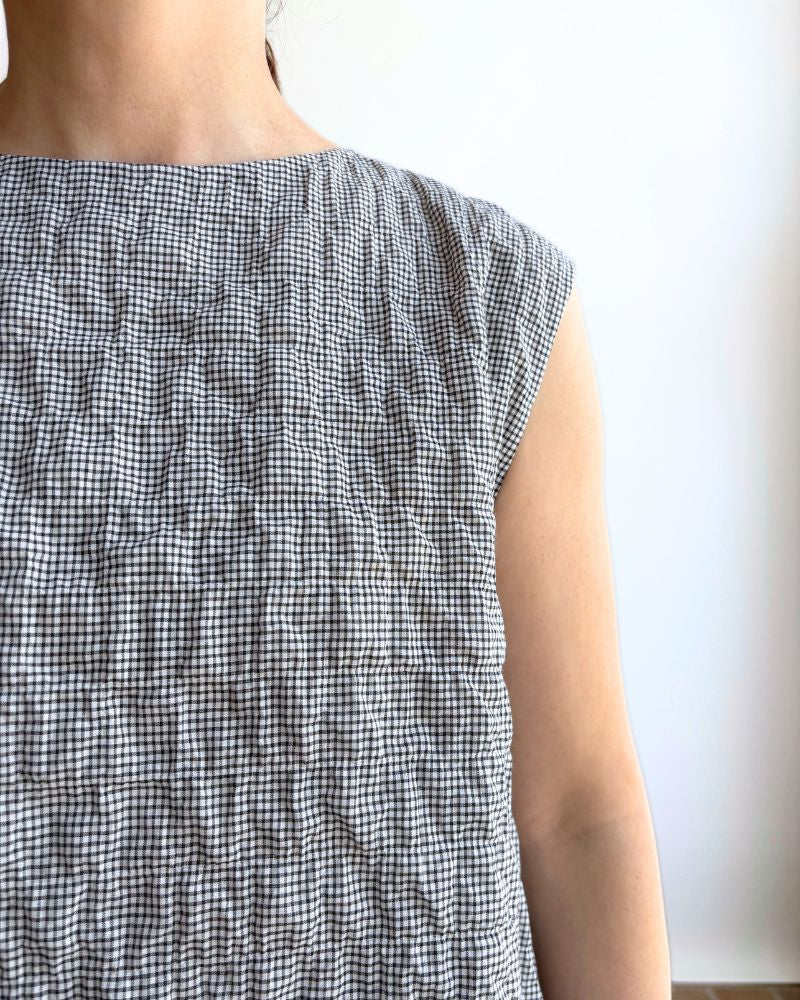 Check balloon tunic in BlackCheck