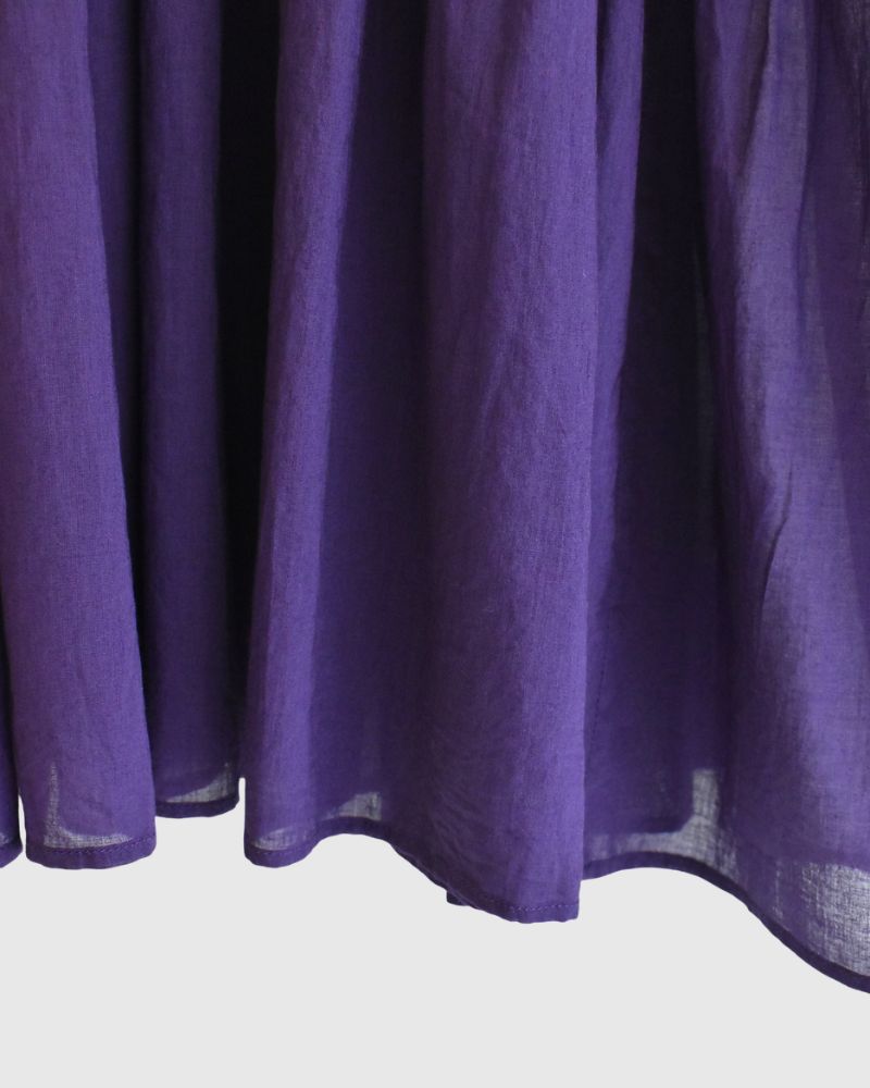 Crew-neck French Sleeve Shirt with Mini Pintuck in Purple