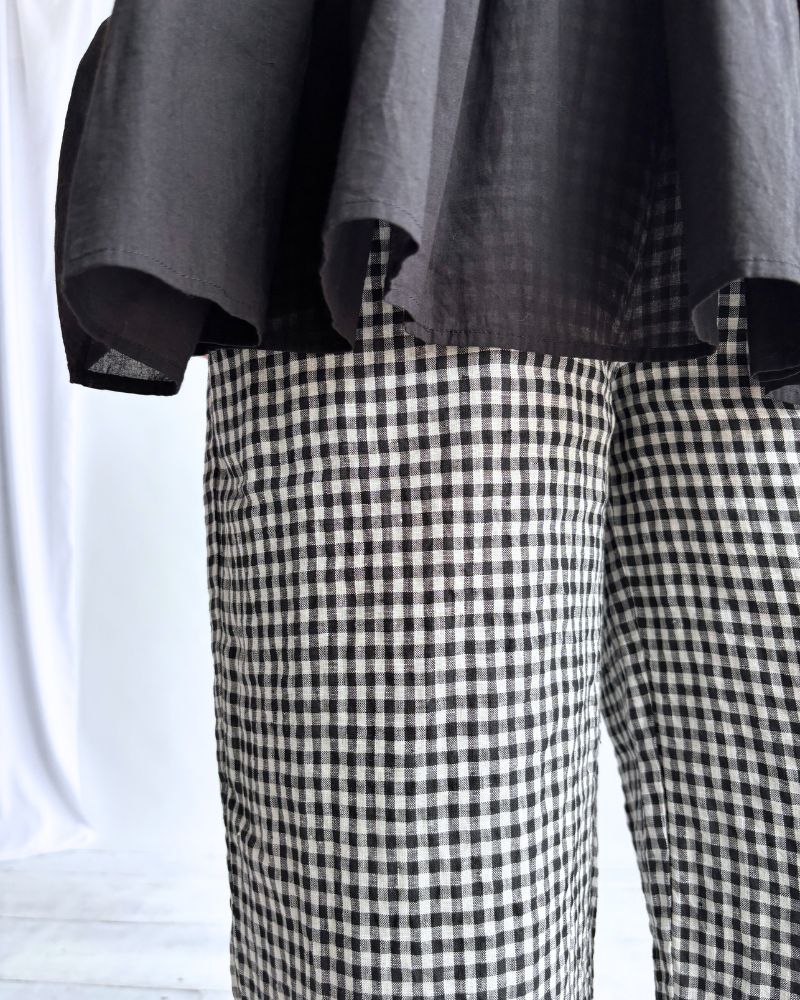 Gingham Check Pants in White/Black