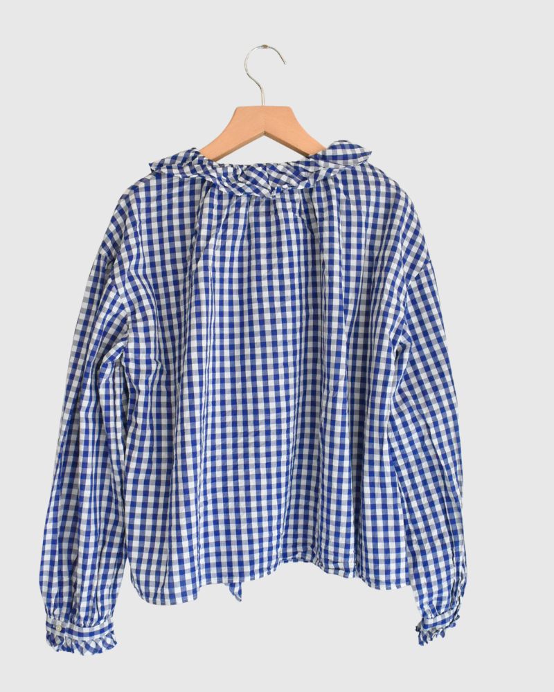 Frill Blouse in BlueCheck