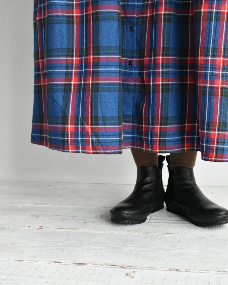 Indigo Tartan Foundation Shirt Dress in Indigo