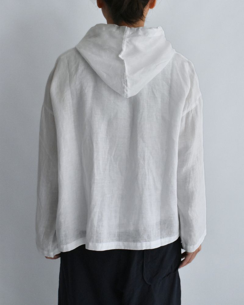 Hoodie Shirt (LINEN) in White