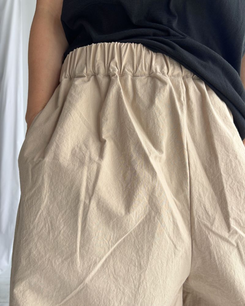 Relaxed Cotton Wide Pants in Beige