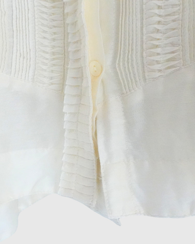 Airy Pintuck Lace Blouse in OffWhite