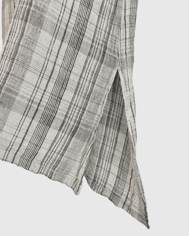 Linen Check Dress in Natural