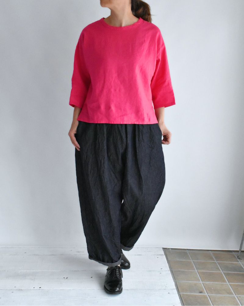 Color linen pullover in Pink