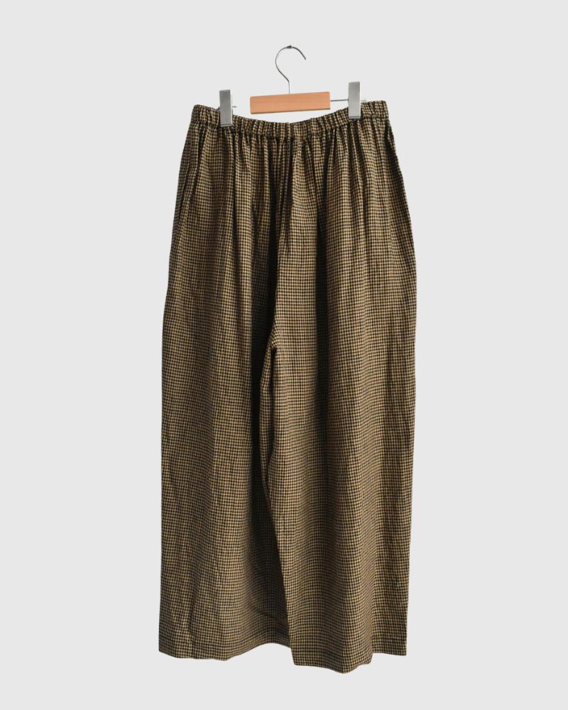 Wide Cocoon Gathered Pants in Camel/Black