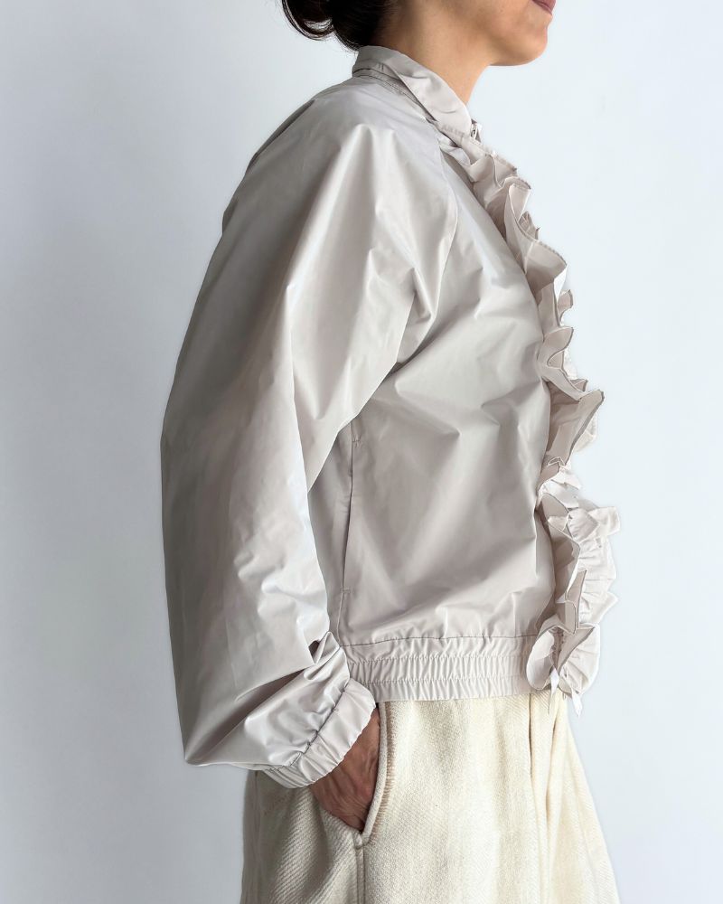 Front Frill Zip-Up Jumper in IceGray