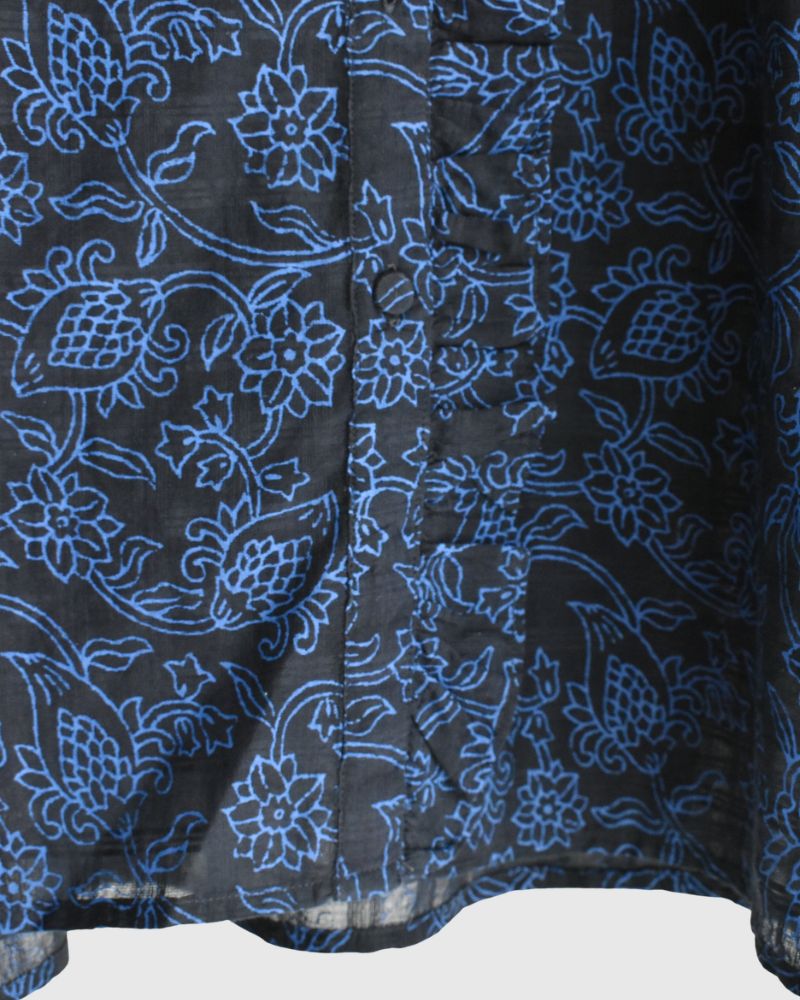 FRENCH/SL FRILL COLLAR SHIRTS in Navy/Blue