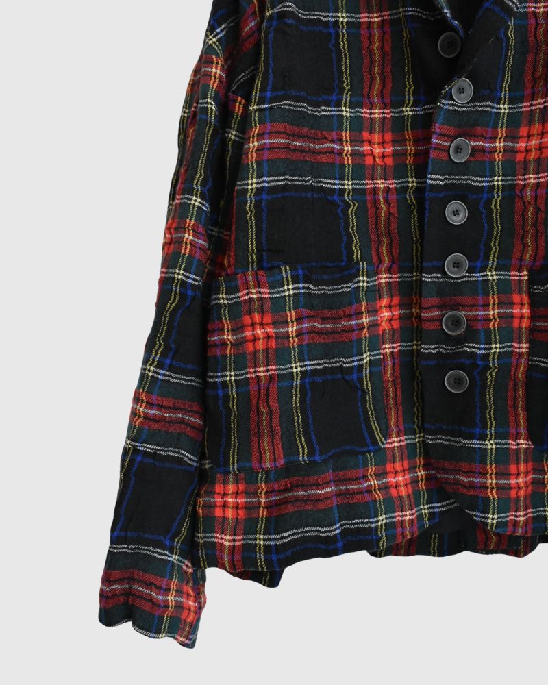 Cotton wool tartan jacket in Black