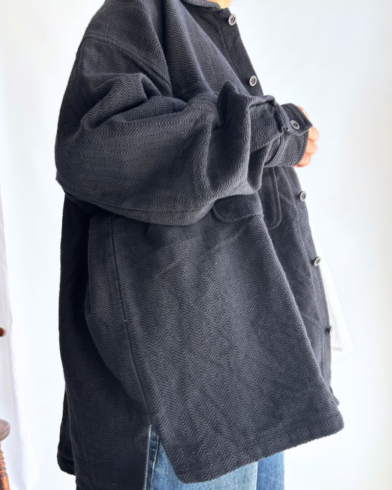 TEORI Cotton Herringbone Jacket in Black