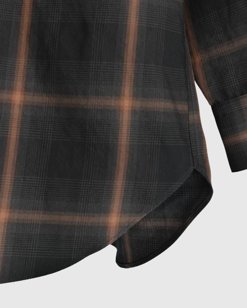 DORIS-W Frill Blouse in BrownCheck
