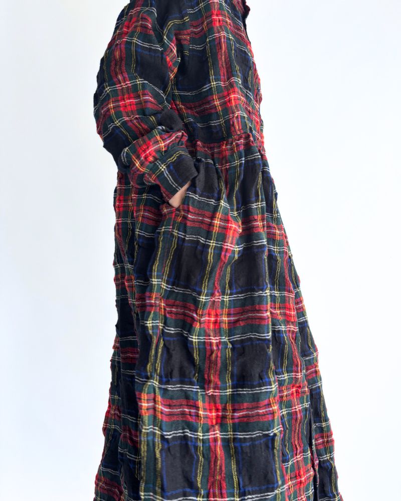 Cotton wool tartan check dress in Black