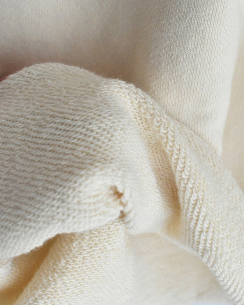 Recycle/Organic Henley Neck Sweatshirt in Ivory