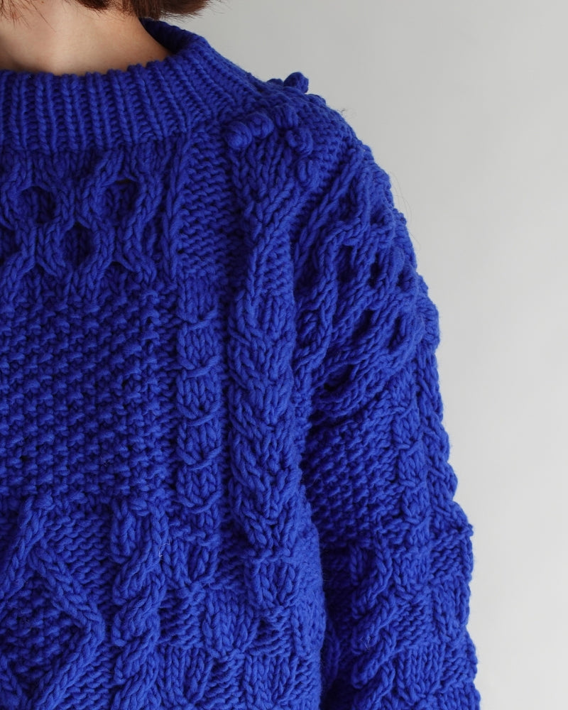Peru Hand Knit Pullover in Blue