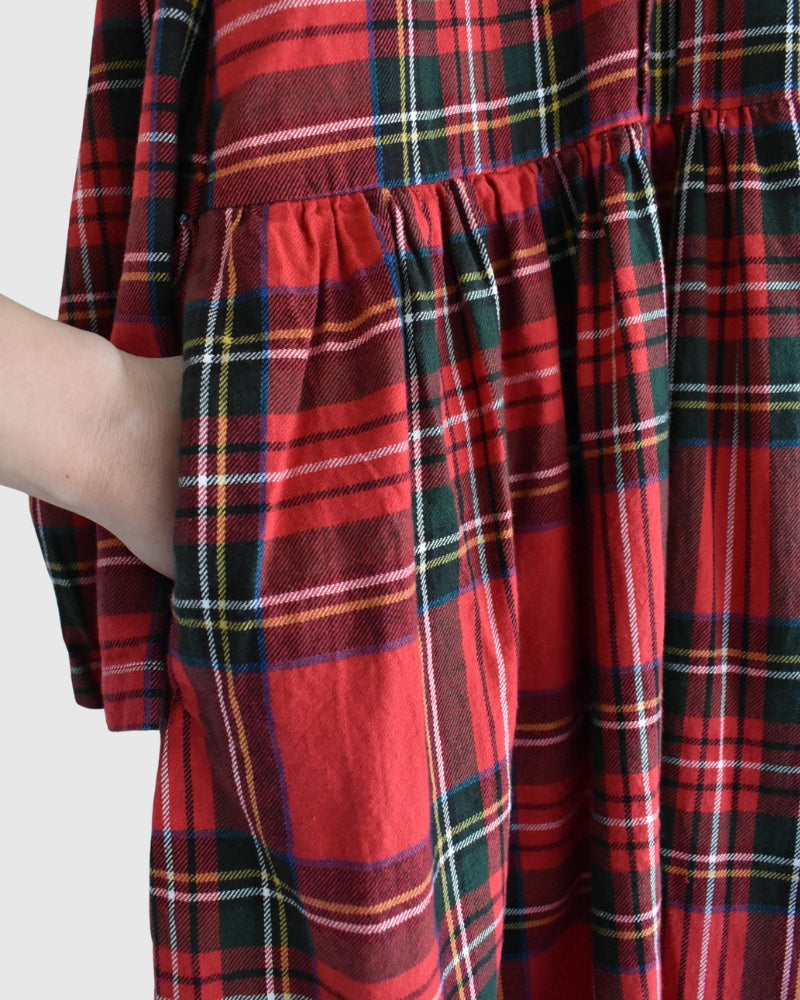 Indigo Tartan Foundation Shirt Dress in Red