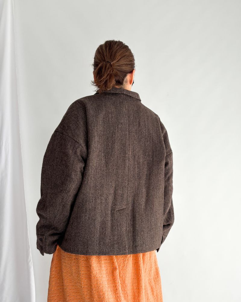 Wool Herringbone Wool Jacket in Brown